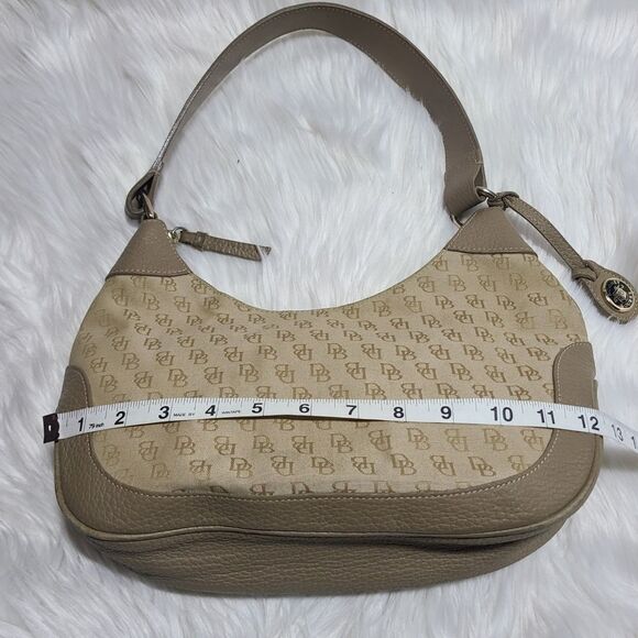 Vintage Dooney & Bourke Monogram Canvas Leather Hobo Shoulder Bag - Picture 8 of 12